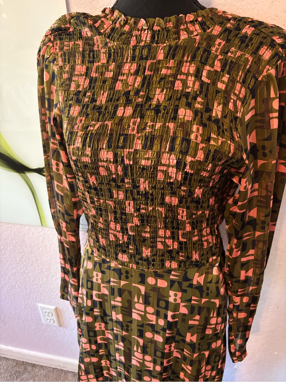 Scotch & Soda long sleeve smocked maxi dress size XS - Picture 2 of 5